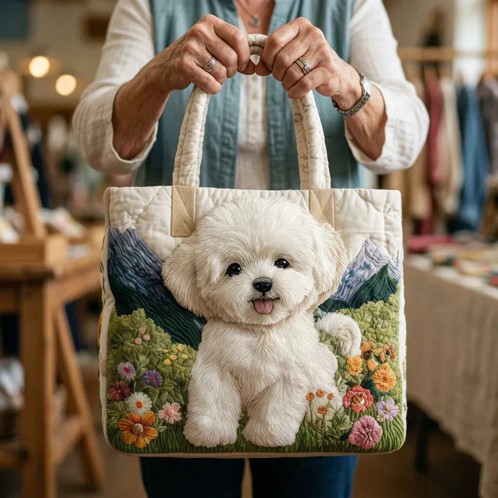 Quilted Tote Bag - Bichon Frise