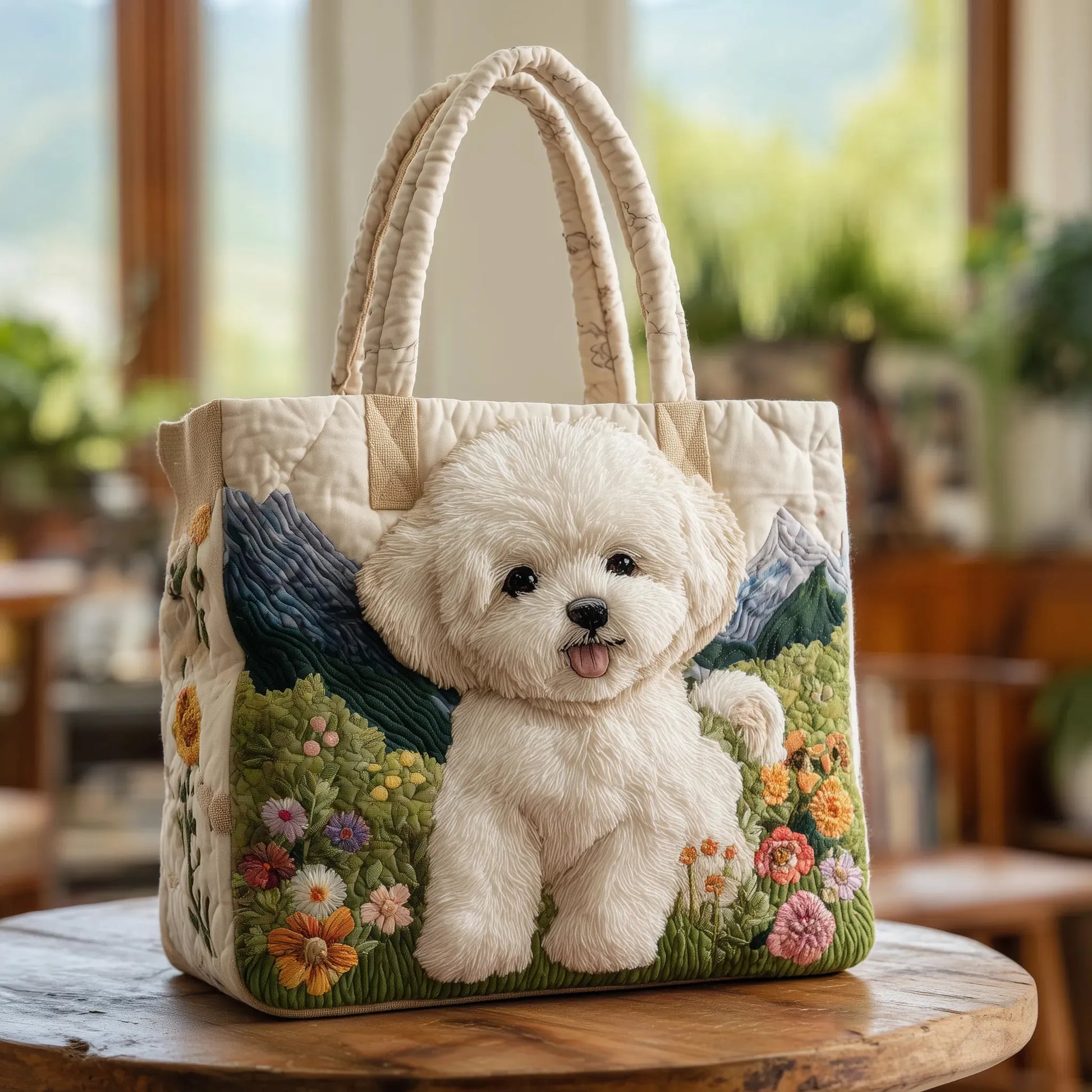 Quilted Tote Bag - Bichon Frise