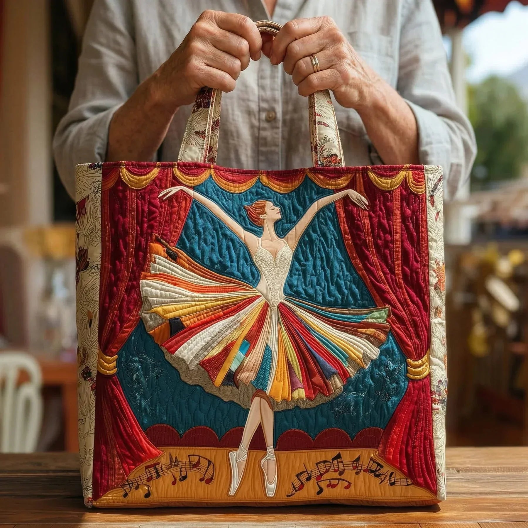 Quilted Tote Bag - Elegant Ballerina