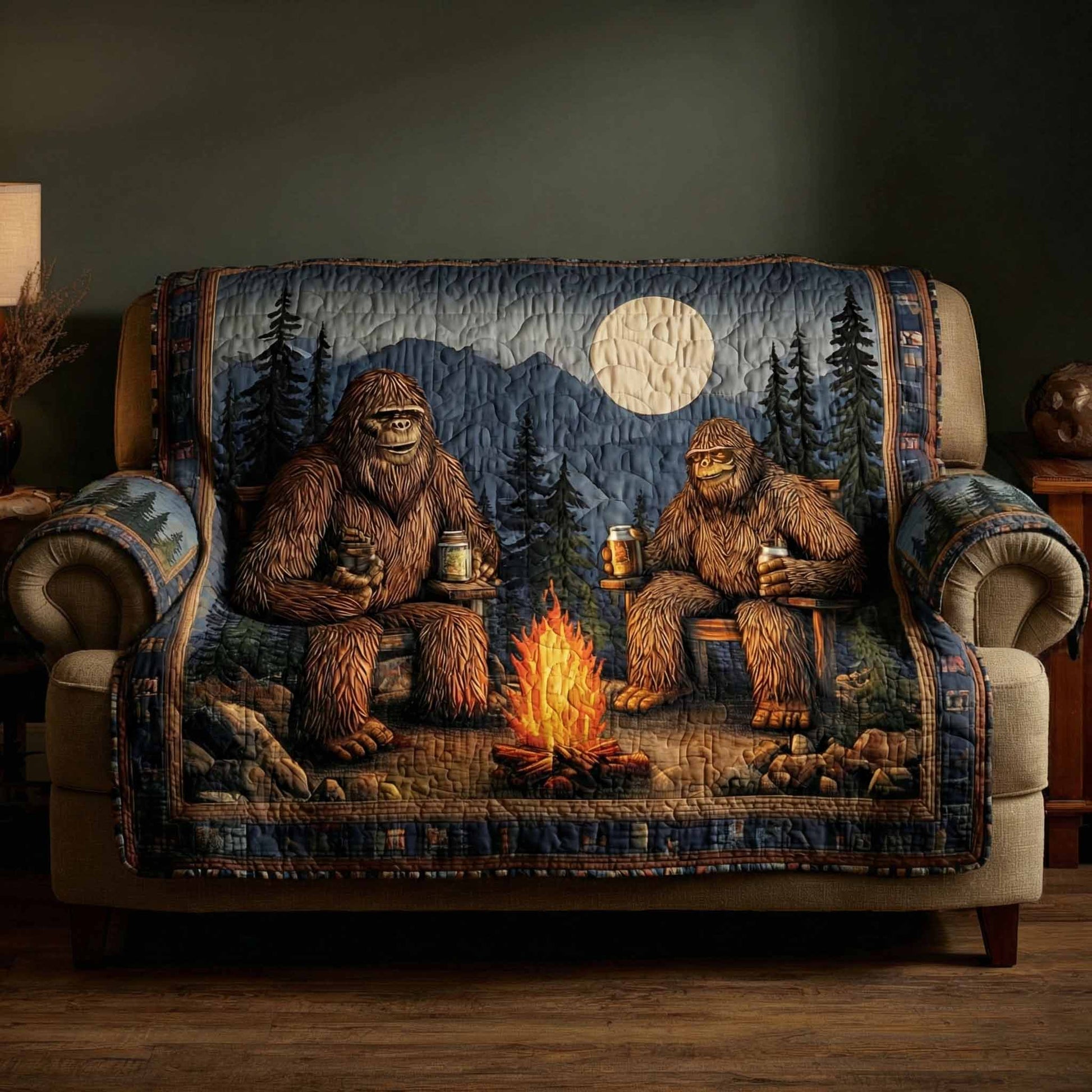 Quinley - Quilted Sofa Cover Pattern Forest