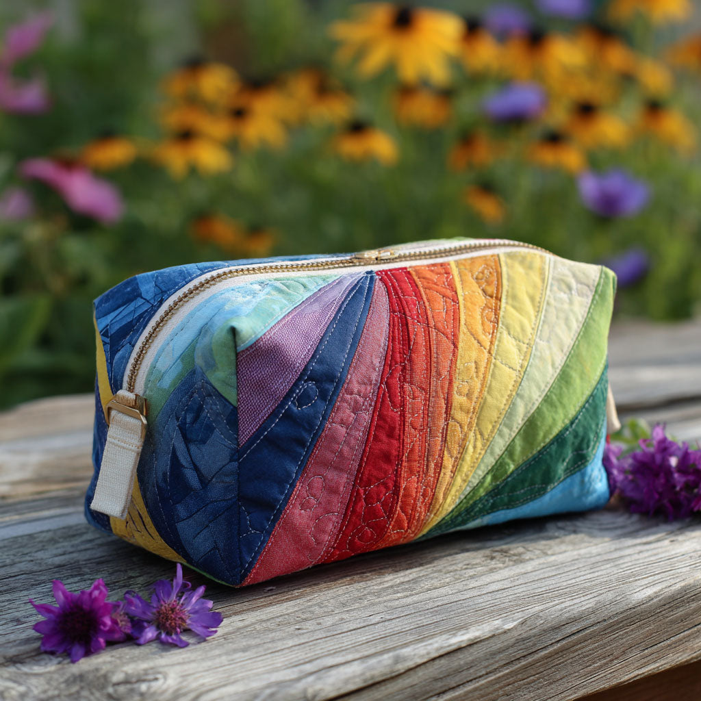 Puck - Quilted Toiletry Bag - Flowing Rainbow