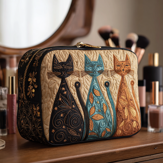 Reagan - Quilted Toiletry Bag - Harmonious Cat
