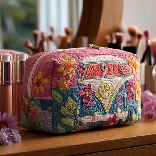 Amber - Quilted Toiletry Bag - Retro Floral Journey