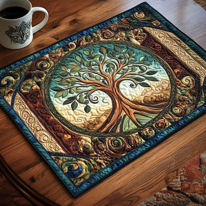 Rhiannon - Quilted Placemat - Celtic Circle Tree