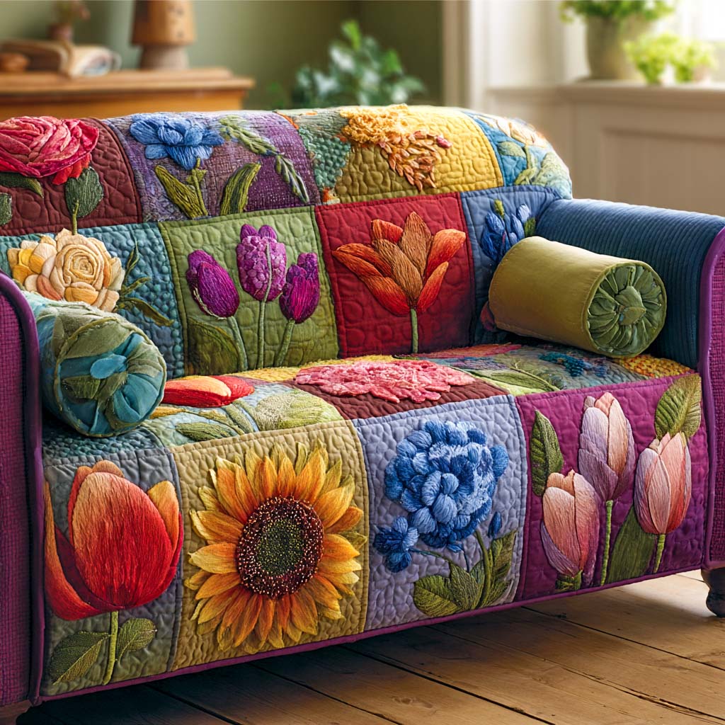 Roena - Quilted Sofa Cover Garden Cottage