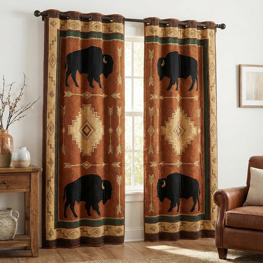 Rooney - Quilted Curtains - Earthy Buffalo