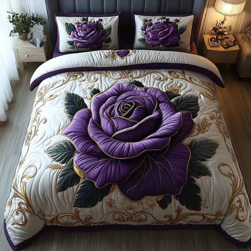 3-Piece Quilt Set - Plum Pink