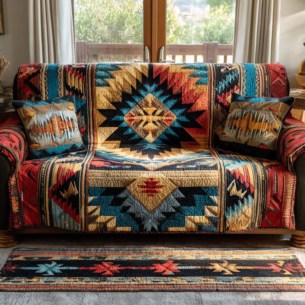 Rylan - Quilted Sofa Cover Southwest Pattern