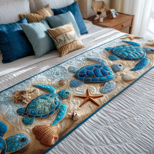 Saffron - Quilted Bed Runner - Peaceful Turtle Bay
