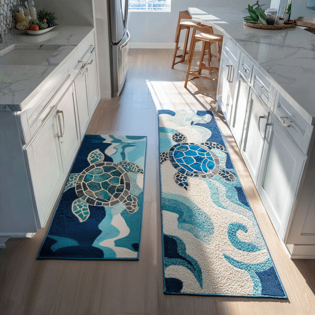 Samantha - 2-Piece Kitchen Mat Set - Shells by the Shore
