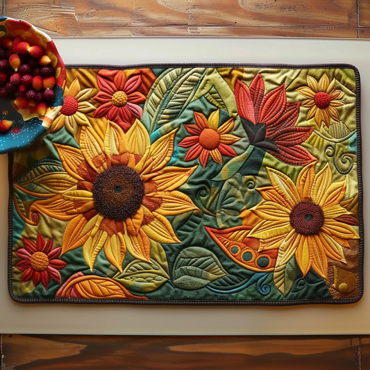 Sandy - Quilted Placemat - Sunburst Sunflowers