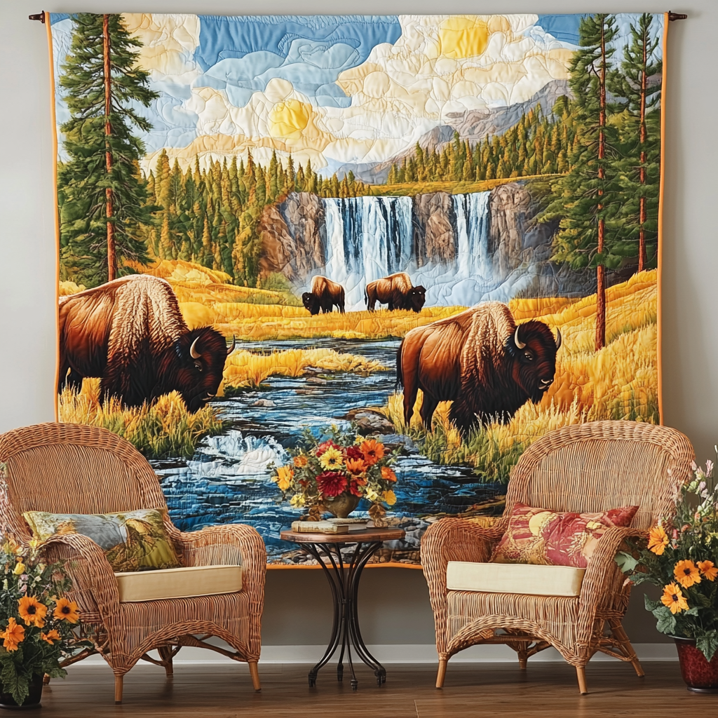 Scarlet - Textile Wall Art - Bison