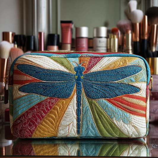 Jolien - Quilted Toiletry Bag - Stunning Dragonfly