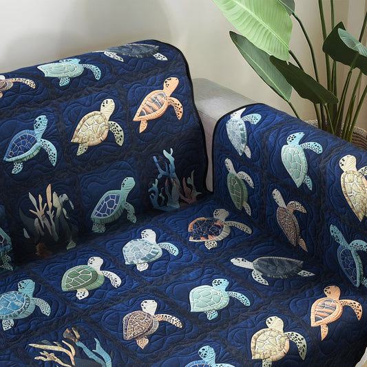 Soleil - Quilted Sofa Cover Oceanic Pattern
