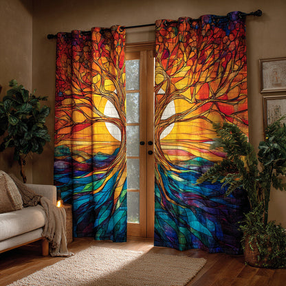 Hanneke - Quilted Curtains - Stained Glass Tree of Life