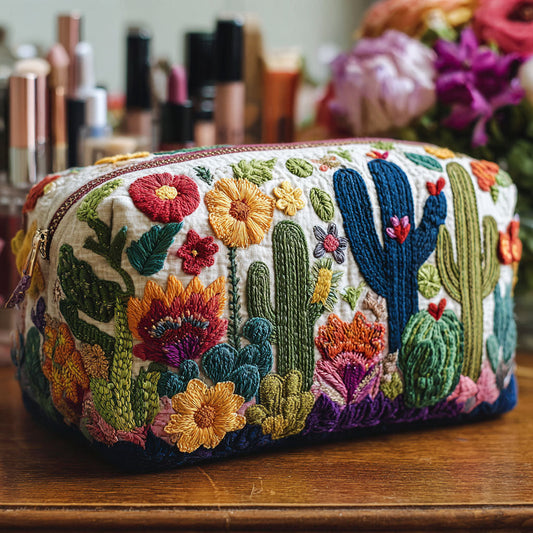 Eline - Quilted Toiletry Bag - Succulents