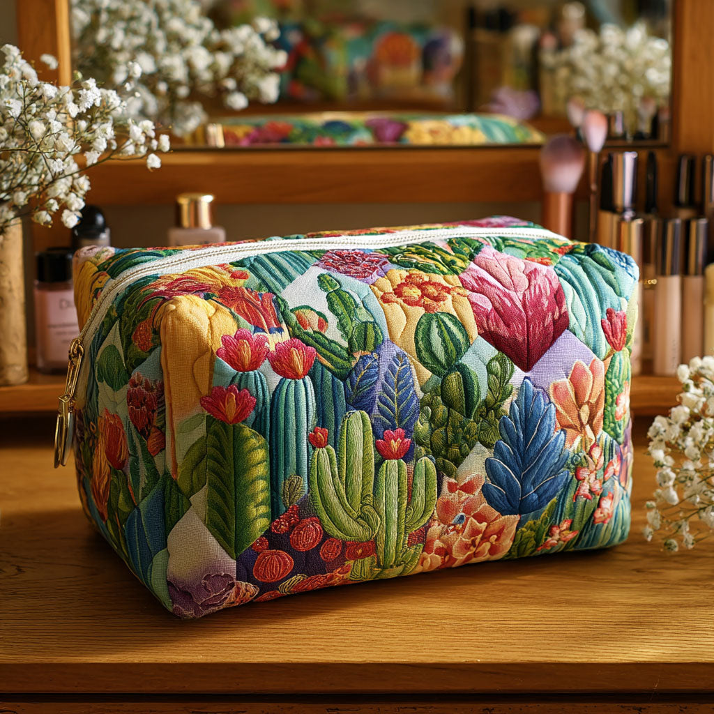 Lotte - Quilted Toiletry Bag - Succulents
