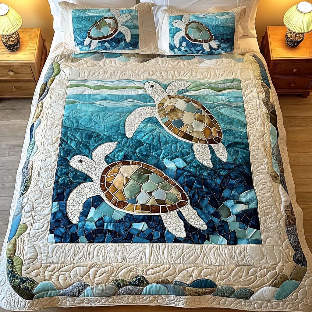 3-Piece Quilt Set - Sea Turtles