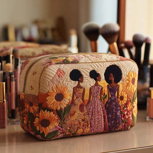 Tessa - Quilted Toiletry Bag - Bright Sunflowers