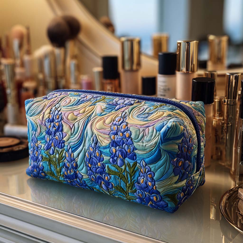 Suzanne - Quilted Toiletry Bag - Embroidered Floral Pattern