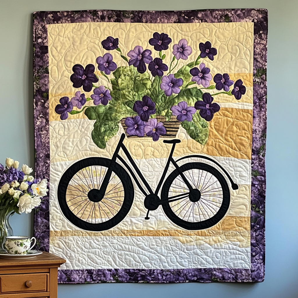Sybil - Textile Wall Art - Bicycle Bouquet