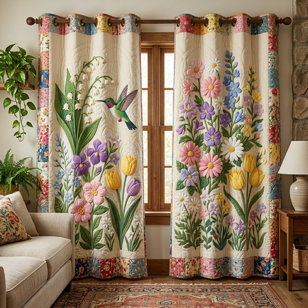 Sylvia - Quilted Curtains - Flower Garden