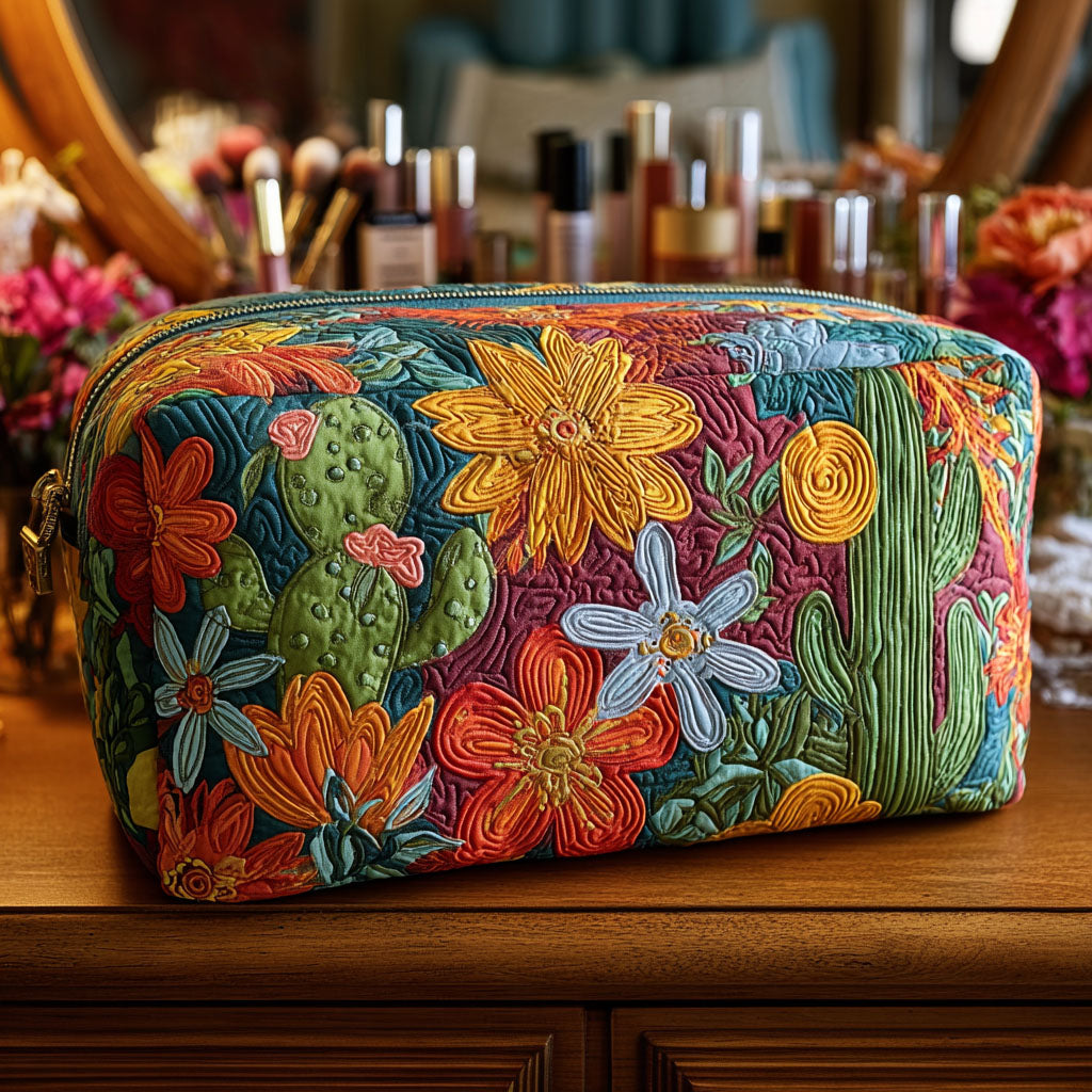 Tillie - Quilted Toiletry Bag - Colorful Cacti