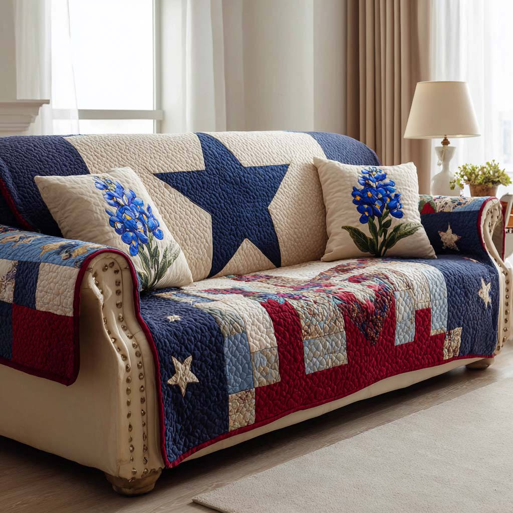 Fien - Quilted Sofa Cover in American Style