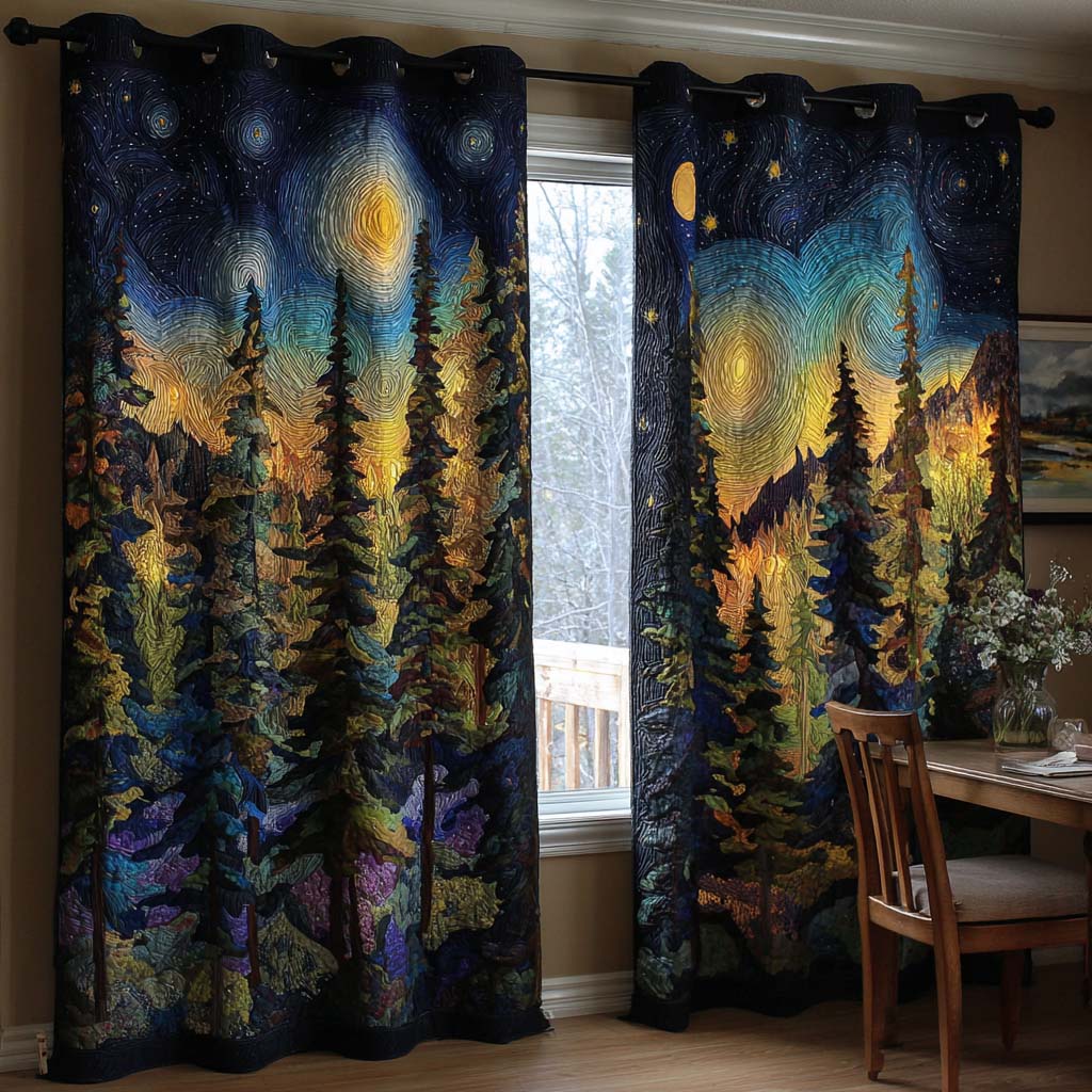 Tova - Quilted Curtains - Starry Forest