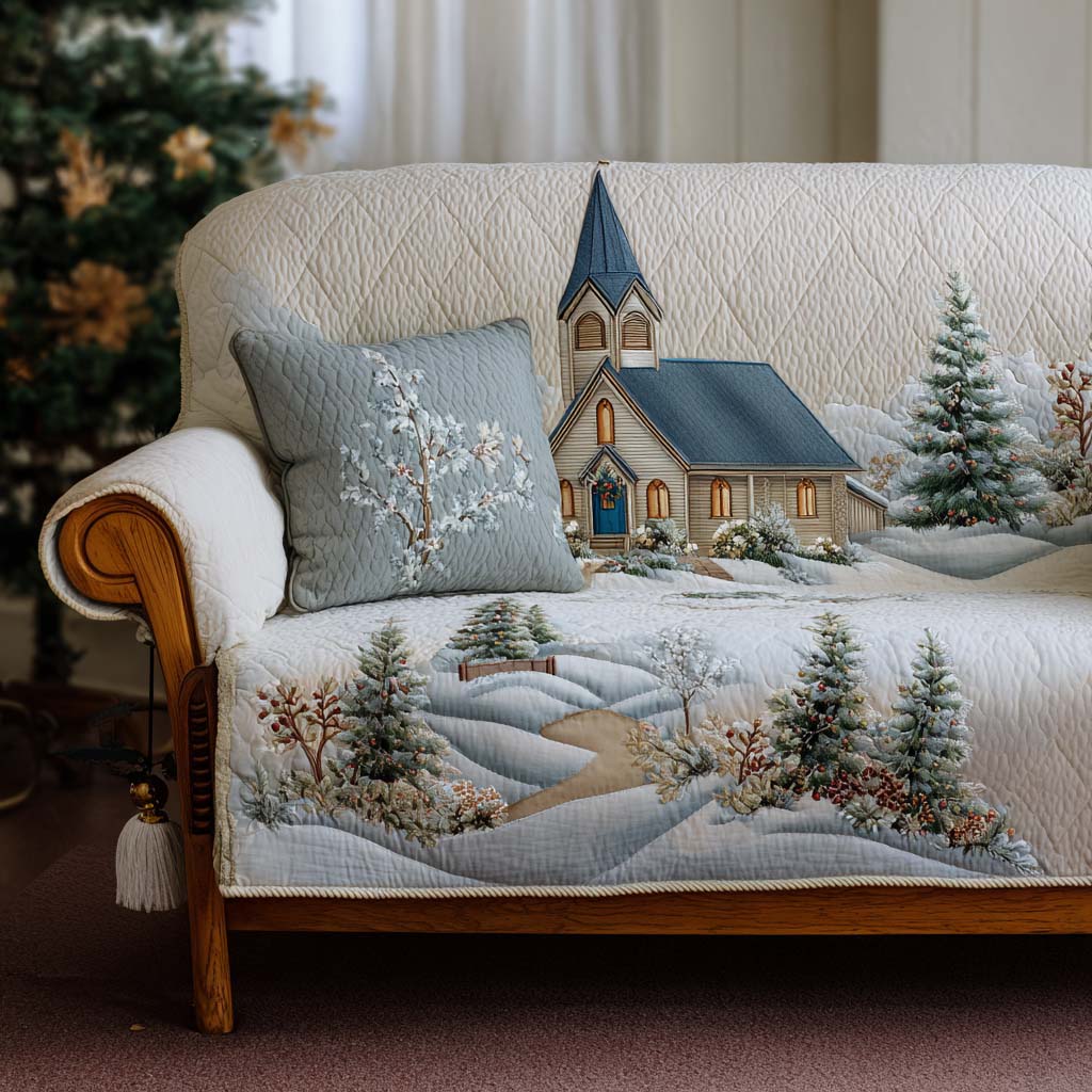 Verona - Quilted Sofa Cover Light Holy of Christmas
