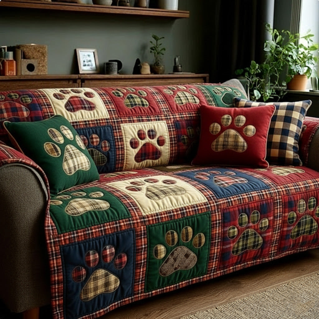 Vesta - Quilted Sofa Cover Rustic Foot and Heart