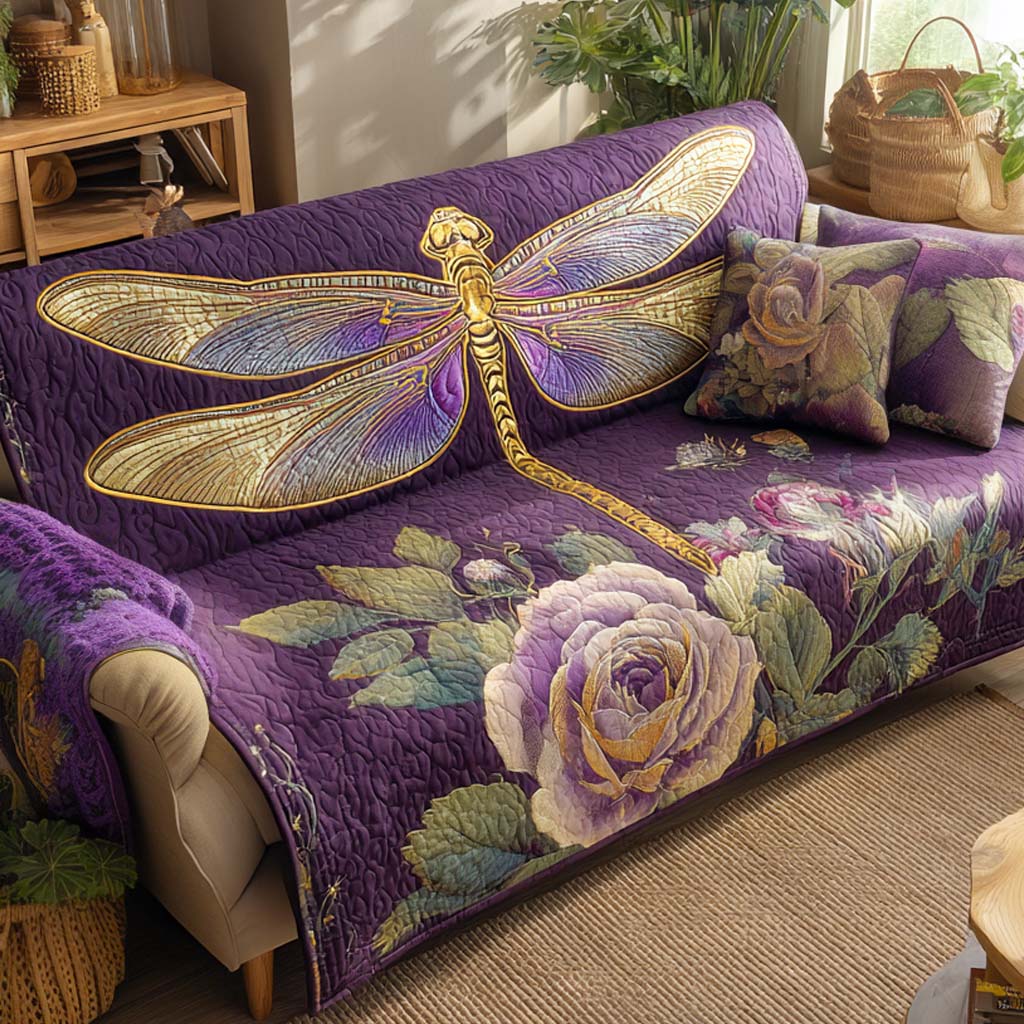 Margaretha - Quilted Sofa Cover Dragonflies