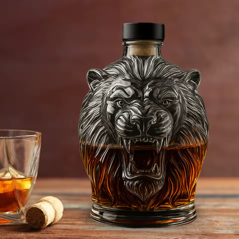 Whiskey Decanter - Lion Head