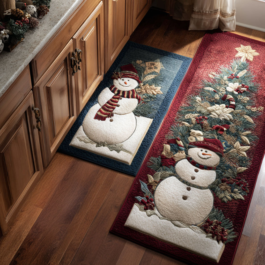 Willow - 2-Piece Kitchen Mat Set - Frosty Christmas