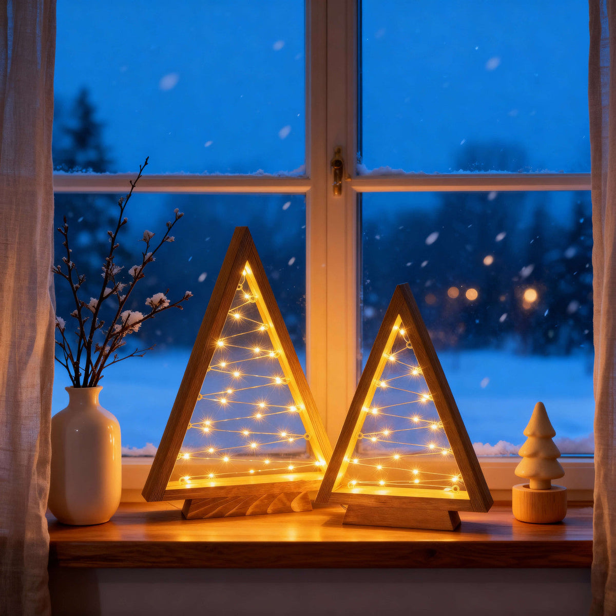 Wooden Triangle Light Decor