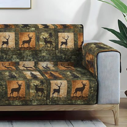 Evi - Quilted Sofa Cover Forest Elegant