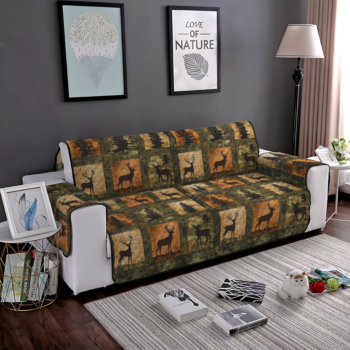 Evi - Quilted Sofa Cover Forest Elegant