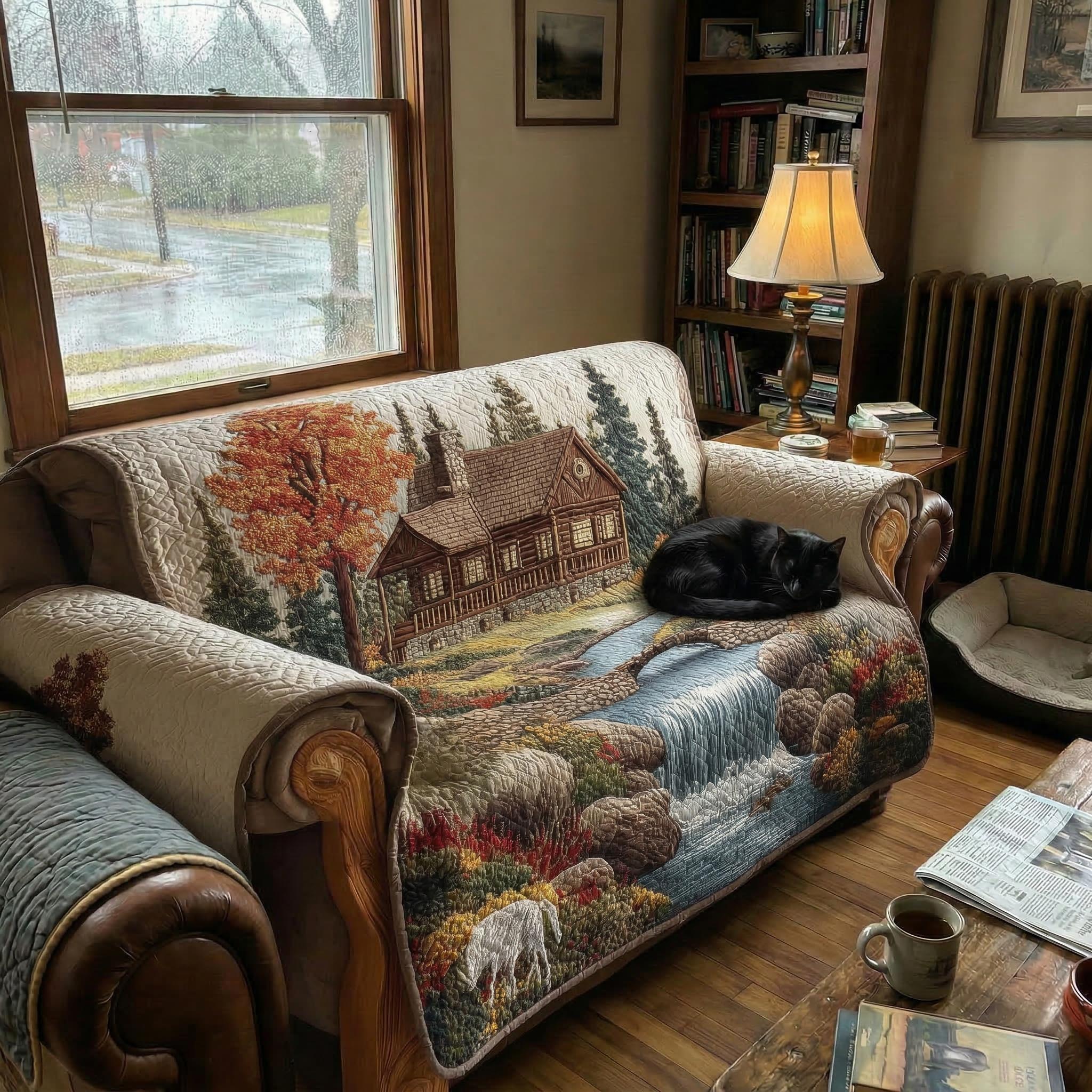 Rianne - Quilted Sofa Cover in Rustic Style