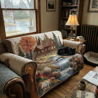 Rianne - Quilted Sofa Cover in Rustic Style