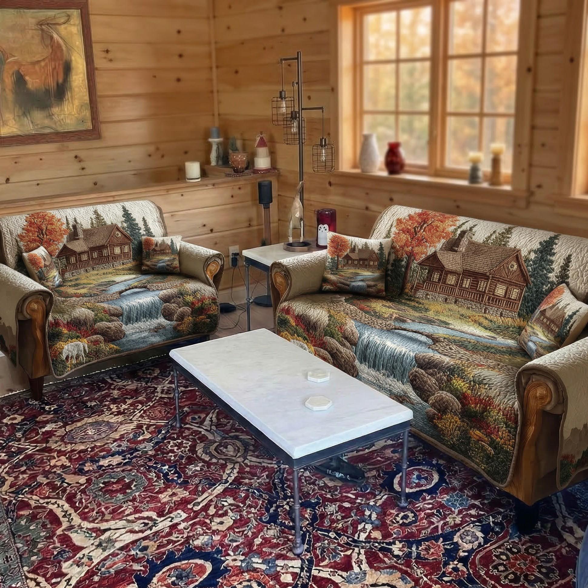 Rianne - Quilted Sofa Cover in Rustic Style