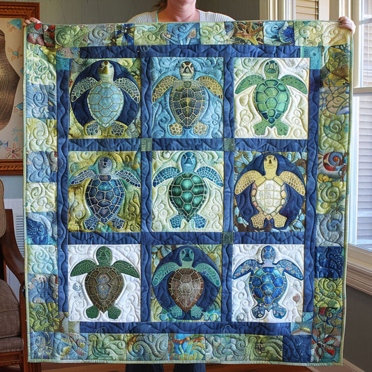 Zadie - Quilted Blanket - Turtle Tide