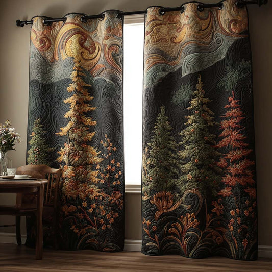 Zinnia - Quilted Curtains - Moonlit Pine
