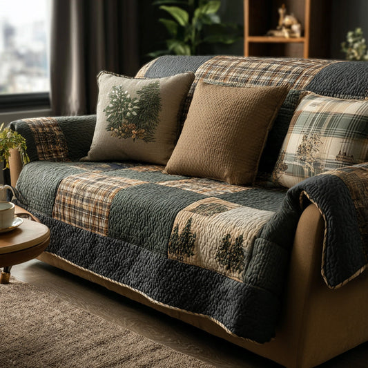 Zola - Quilted Sofa Cover in Rustic Style