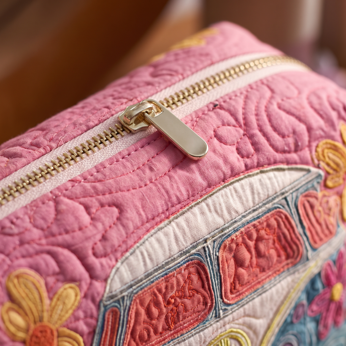 Alyssa - Quilted Toiletry Bag - Retro Floral Journey