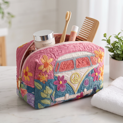 Alyssa - Quilted Toiletry Bag - Retro Floral Journey