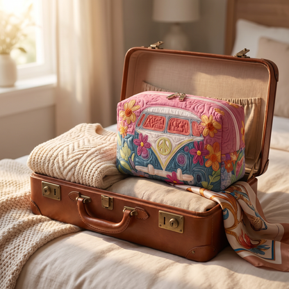 Alyssa - Quilted Toiletry Bag - Retro Floral Journey