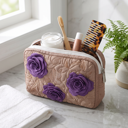 Amanda - Quilted Toiletry Bag - Enchanted Rose