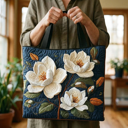 Artisanal Quilted Tote - Delicate Magnolia