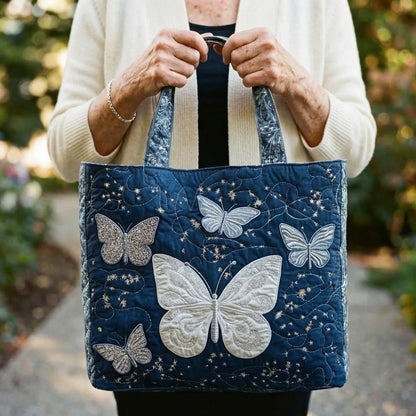 Artisanal Tote Bag - Silver Butterfly