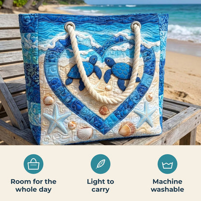 Handmade Beach Bag - Turtle Heart features infographic